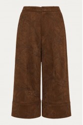 NIDODILEDA Madeline Culottes Embroidered Vegan Leather Brown Καφέ Κεντητή Ζιπ Κιλότ
