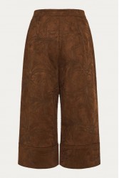 NIDODILEDA Madeline Culottes Embroidered Vegan Leather Brown Καφέ Κεντητή Ζιπ Κιλότ
