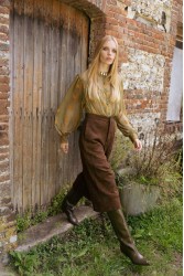 NIDODILEDA Madeline Culottes Embroidered Vegan Leather Brown Καφέ Κεντητή Ζιπ Κιλότ