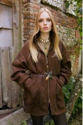 NIDODILEDA Madeline Jacket Embroidered Vegan Leather Brown Καφέ Κεντητό Τζάκετ