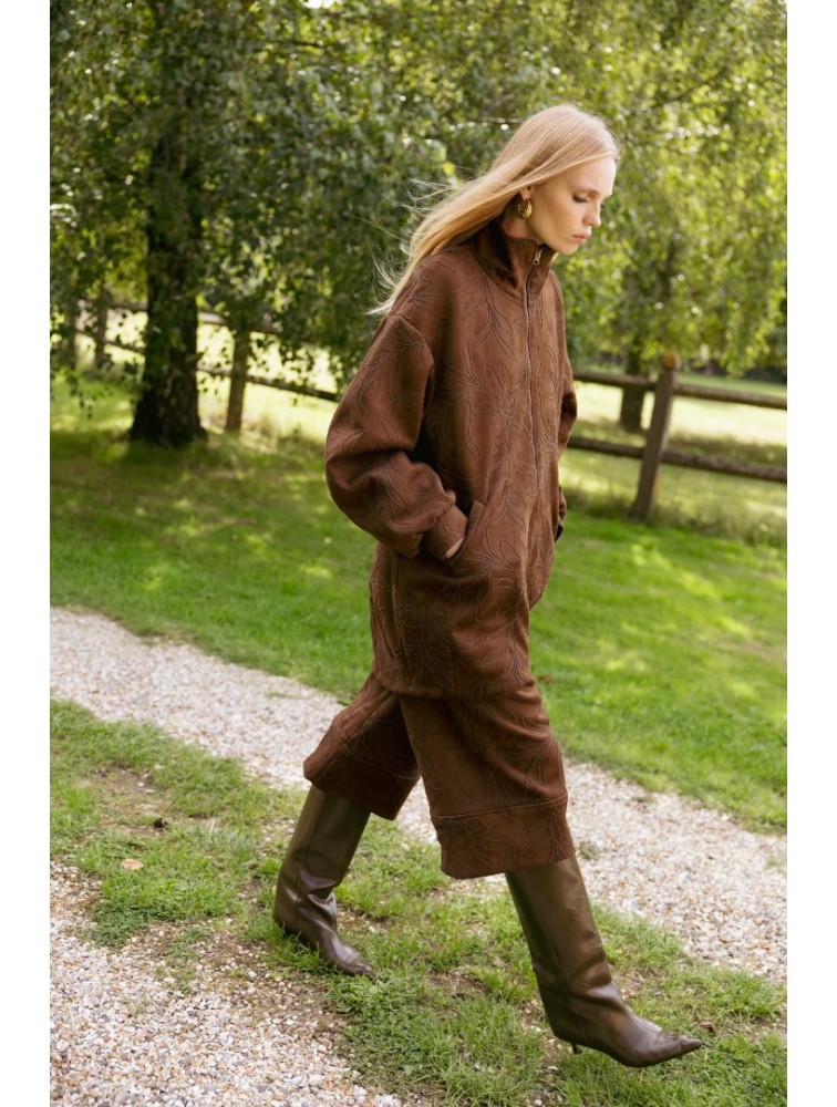 NIDODILEDA Madeline Jacket Embroidered Vegan Leather Brown Καφέ Κεντητό Τζάκετ