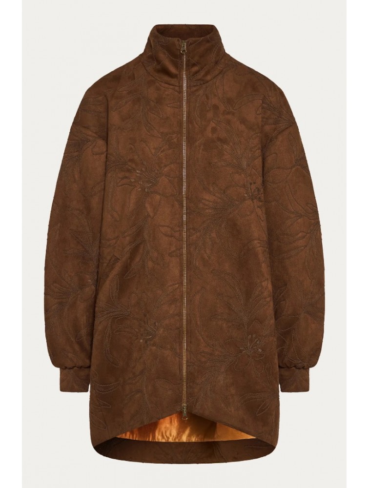 NIDODILEDA Madeline Jacket Embroidered Vegan Leather Brown Καφέ Κεντητό Τζάκετ