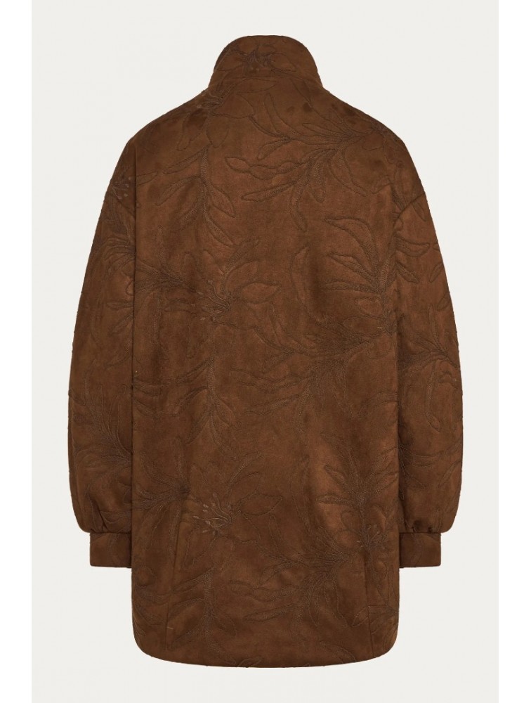 NIDODILEDA Madeline Jacket Embroidered Vegan Leather Brown Καφέ Κεντητό Τζάκετ