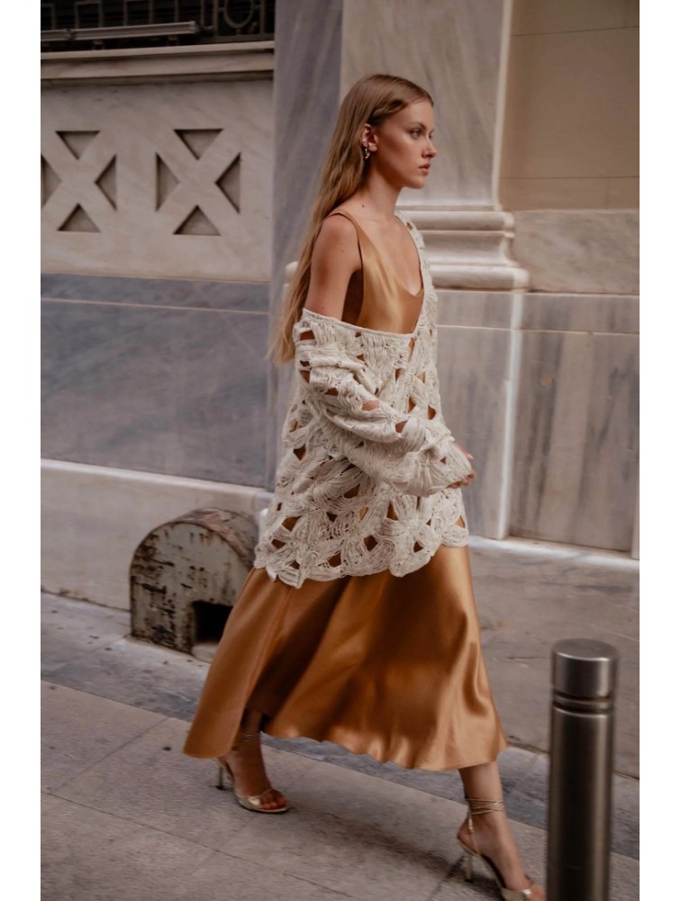 NIDODILEDA Maer Pullover Dress Crochet Εκρού Κροσέ Φόρεμα