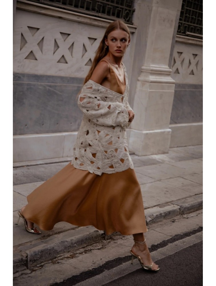 NIDODILEDA Maer Pullover Dress Crochet Εκρού Κροσέ Φόρεμα