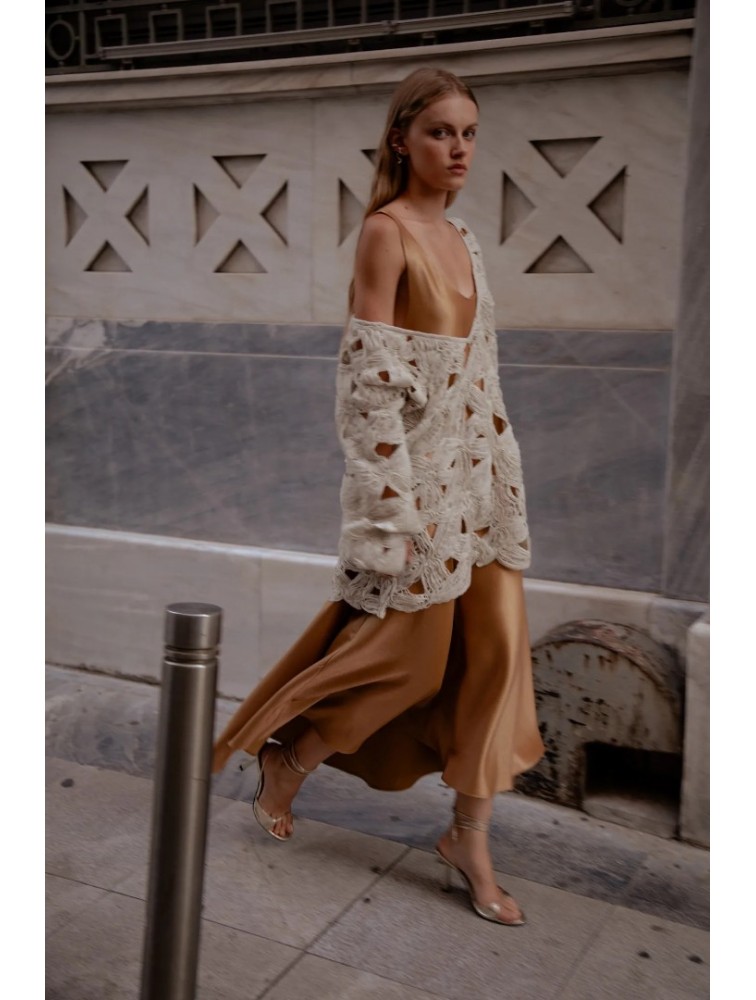 NIDODILEDA Maer Pullover Dress Crochet Εκρού Κροσέ Φόρεμα