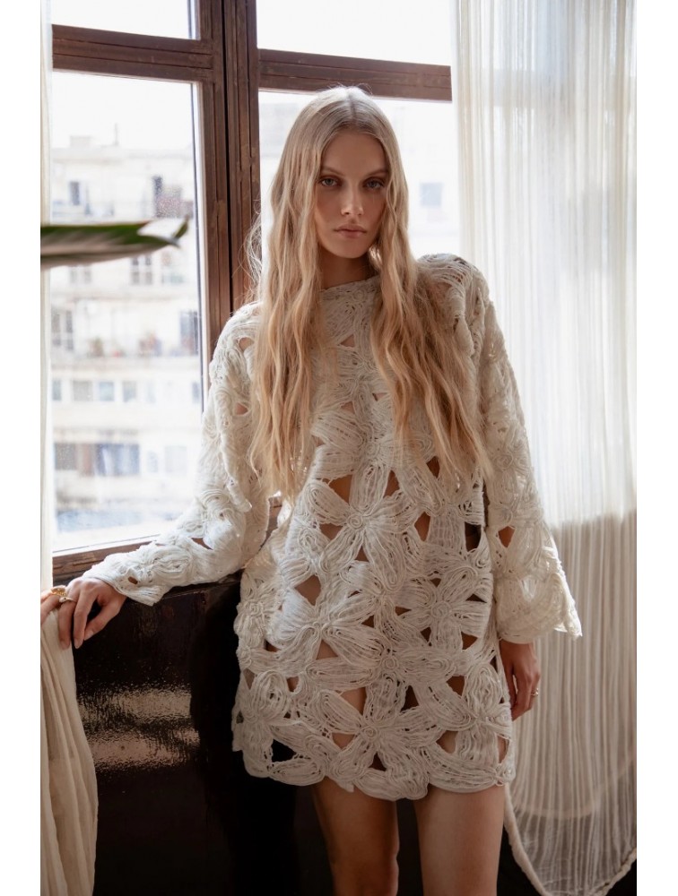 NIDODILEDA Maer Pullover Dress Crochet Εκρού Κροσέ Φόρεμα
