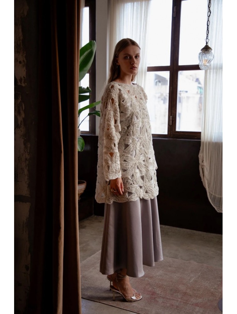 NIDODILEDA Maer Pullover Dress Crochet Εκρού Κροσέ Φόρεμα