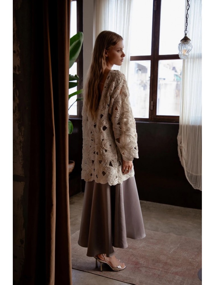 NIDODILEDA Maer Pullover Dress Crochet Εκρού Κροσέ Φόρεμα