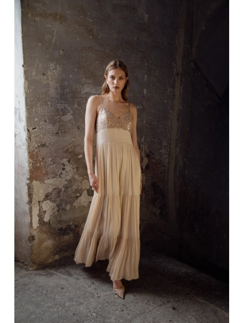 NIDODILEDA Margot Dress Silvery Nude Μπεζ Φόρεμα