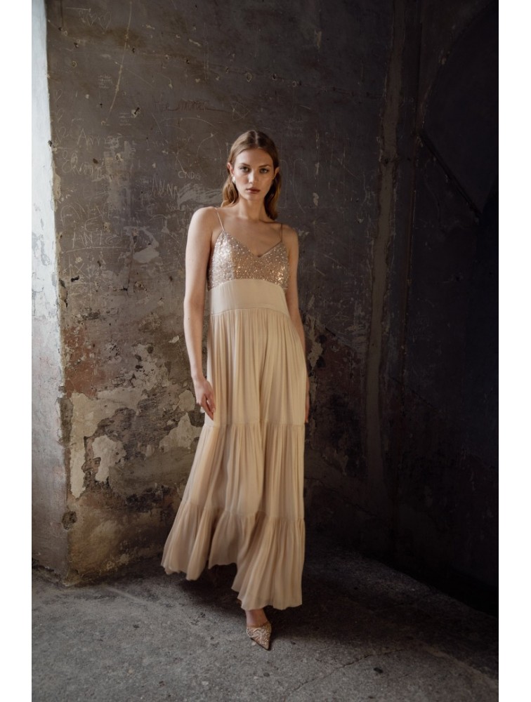 NIDODILEDA Margot Dress Silvery Nude Μπεζ Φόρεμα