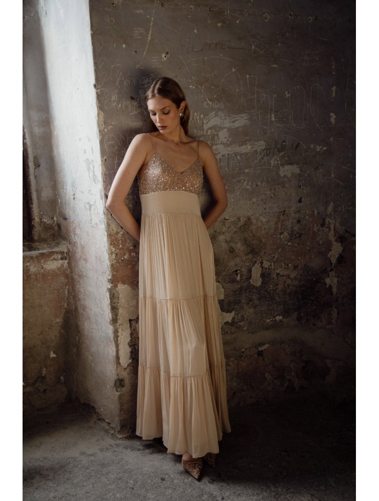 NIDODILEDA Margot Dress Silvery Nude Μπεζ Φόρεμα