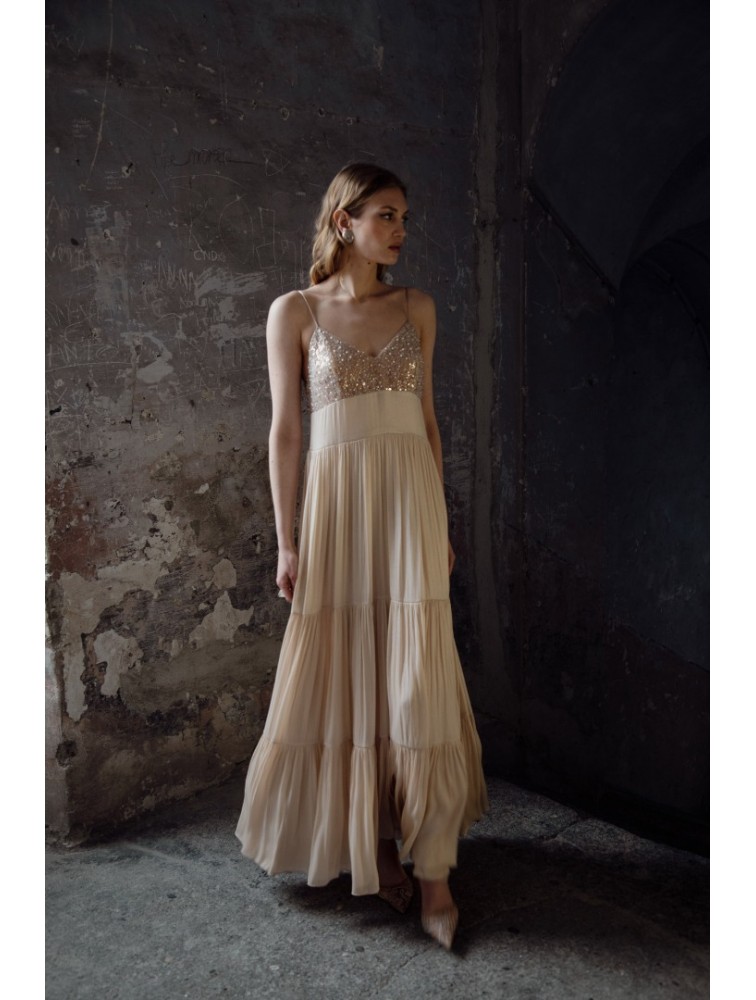 NIDODILEDA Margot Dress Silvery Nude Μπεζ Φόρεμα