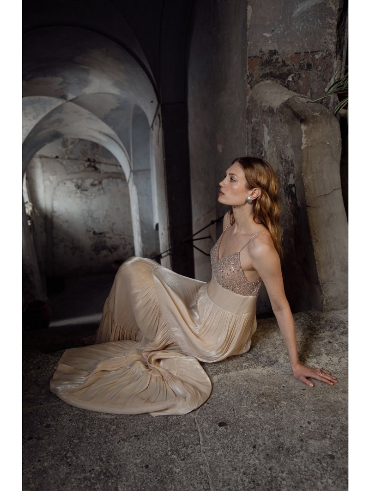 NIDODILEDA Margot Dress Silvery Nude Μπεζ Φόρεμα