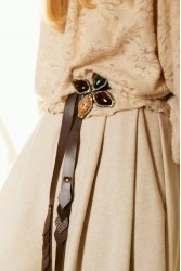 NIDODILEDA Meadow Belt Leather Muslin Embellished Brown Καφέ Δερμάτινη Ζώνη με Διακοσμητικές Πέτρες
