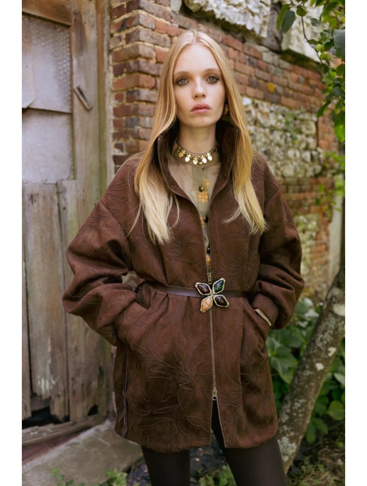 NIDODILEDA Meadow Belt Leather Muslin Embellished Brown Καφέ Δερμάτινη Ζώνη με Διακοσμητικές Πέτρες