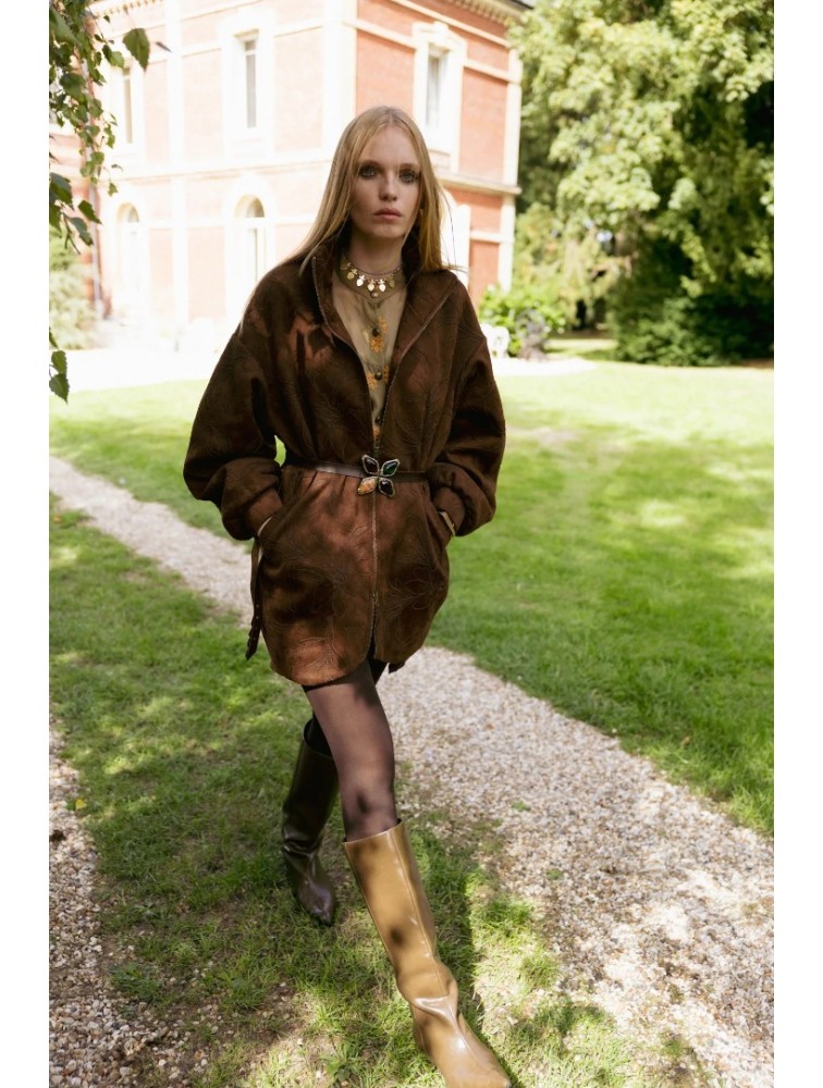 NIDODILEDA Meadow Belt Leather Muslin Embellished Brown Καφέ Δερμάτινη Ζώνη με Διακοσμητικές Πέτρες