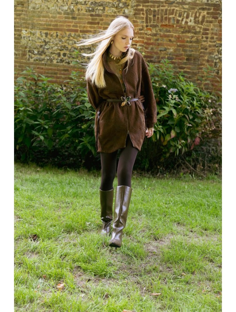 NIDODILEDA Meadow Belt Leather Muslin Embellished Brown Καφέ Δερμάτινη Ζώνη με Διακοσμητικές Πέτρες