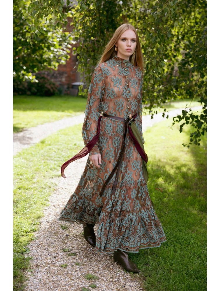 NIDODILEDA Meadow Belt Leather Muslin Embellished Brown Καφέ Δερμάτινη Ζώνη με Διακοσμητικές Πέτρες