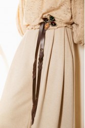 NIDODILEDA Meadow Belt Leather Muslin Embellished Brown Καφέ Δερμάτινη Ζώνη με Διακοσμητικές Πέτρες