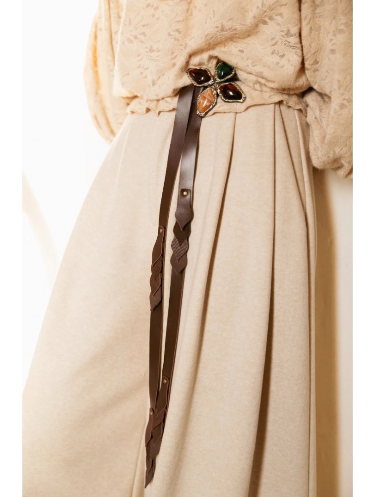 NIDODILEDA Meadow Belt Leather Muslin Embellished Brown Καφέ Δερμάτινη Ζώνη με Διακοσμητικές Πέτρες