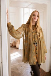 NIDODILEDA Meadow Belt Leather Muslin Embellished Brown Καφέ Δερμάτινη Ζώνη με Διακοσμητικές Πέτρες