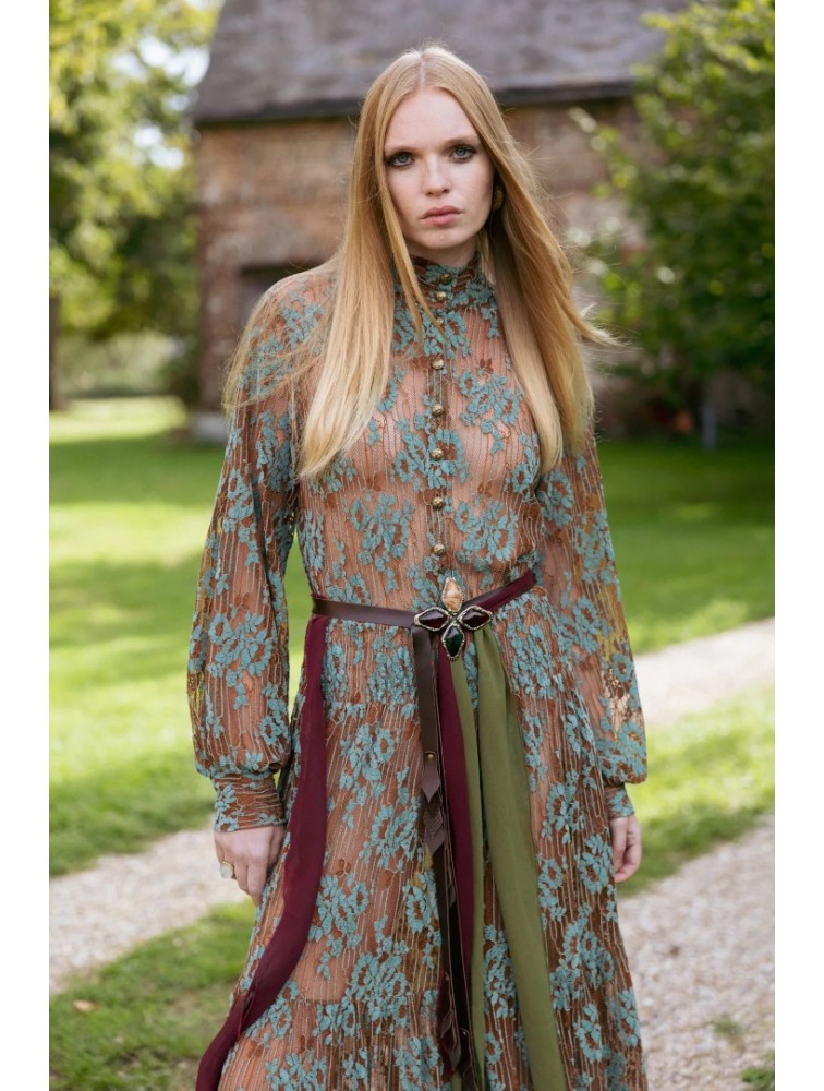 NIDODILEDA Meadow Belt Leather Muslin Embellished Brown Καφέ Δερμάτινη Ζώνη με Διακοσμητικές Πέτρες