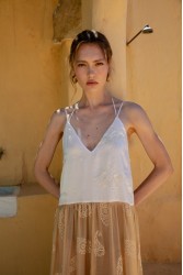NIDODILEDA Medtween Dress Satin Floral Embroidered Muslin