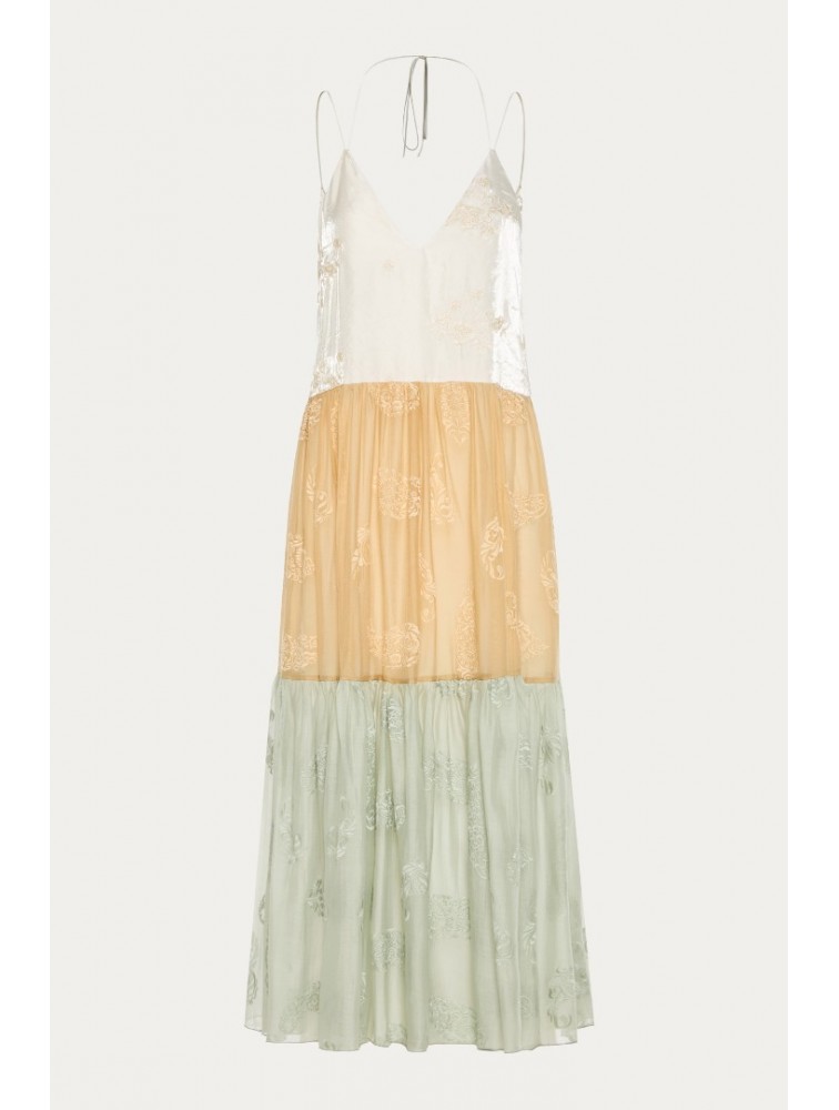 NIDODILEDA Medtween Dress Satin Floral Embroidered Muslin