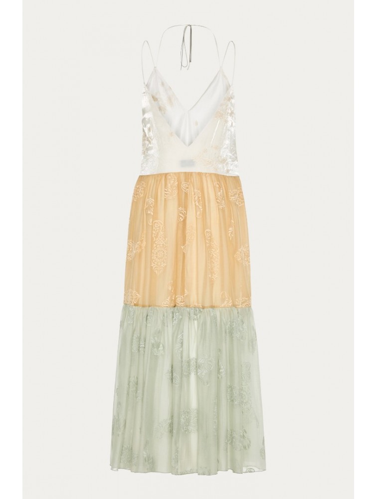NIDODILEDA Medtween Dress Satin Floral Embroidered Muslin
