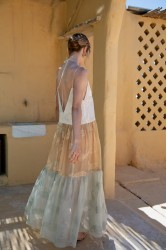 NIDODILEDA Medtween Dress Satin Floral Embroidered Muslin