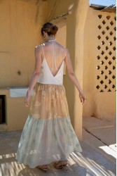 NIDODILEDA Medtween Dress Satin Floral Embroidered Muslin