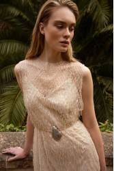 NIDODILEDA Mile Dress Beaded Fringe Semi Sheer
