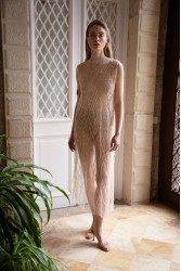 NIDODILEDA Mile Dress Beaded Fringe Semi Sheer