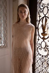 NIDODILEDA Mile Dress Beaded Fringe Semi Sheer