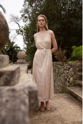 NIDODILEDA Mile Dress Beaded Fringe Semi Sheer