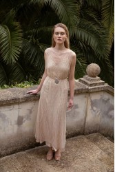 NIDODILEDA Mile Dress Beaded Fringe Semi Sheer