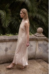 NIDODILEDA Mile Dress Beaded Fringe Semi Sheer