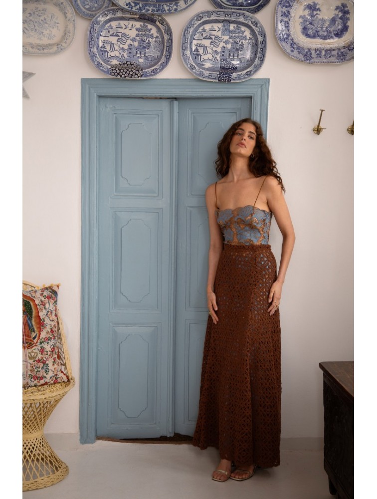 NIDODILEDA Moment Top Dress Floral Cut Out Overlay