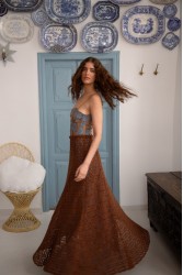 NIDODILEDA Moment Top Dress Floral Cut Out Overlay