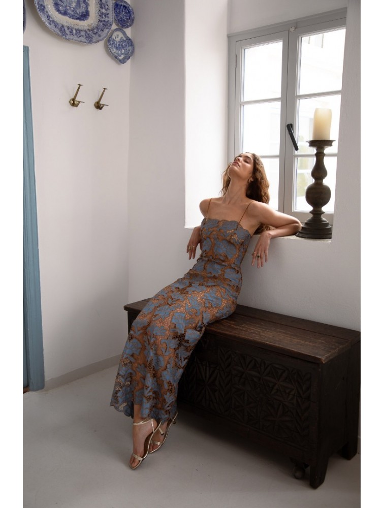 NIDODILEDA Moment Top Dress Floral Cut Out Overlay