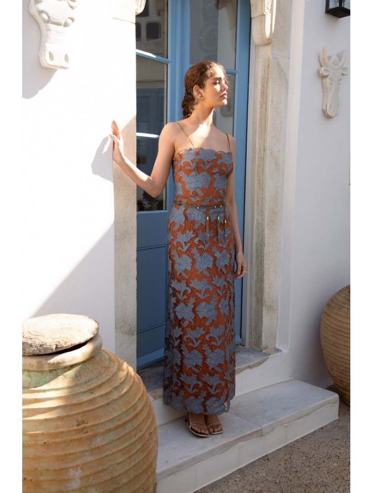 NIDODILEDA Moment Top Dress Floral Cut Out Overlay
