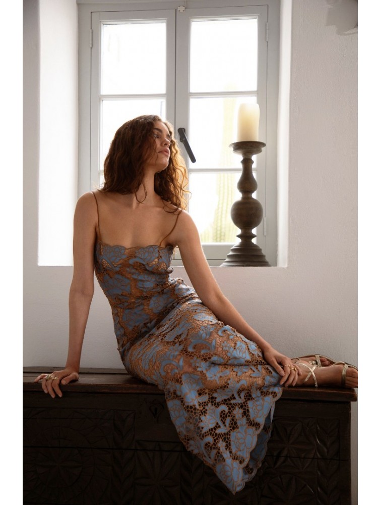 NIDODILEDA Moment Top Dress Floral Cut Out Overlay
