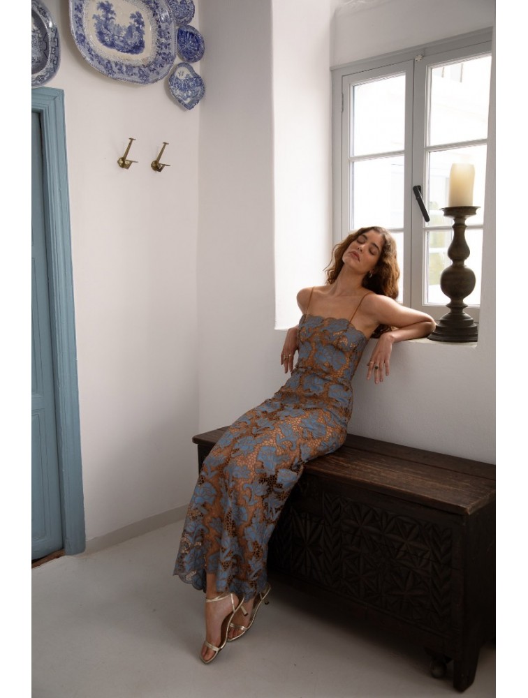 NIDODILEDA Moment Top Dress Floral Cut Out Overlay