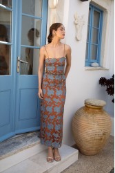 NIDODILEDA Moment Top Dress Floral Cut Out Overlay