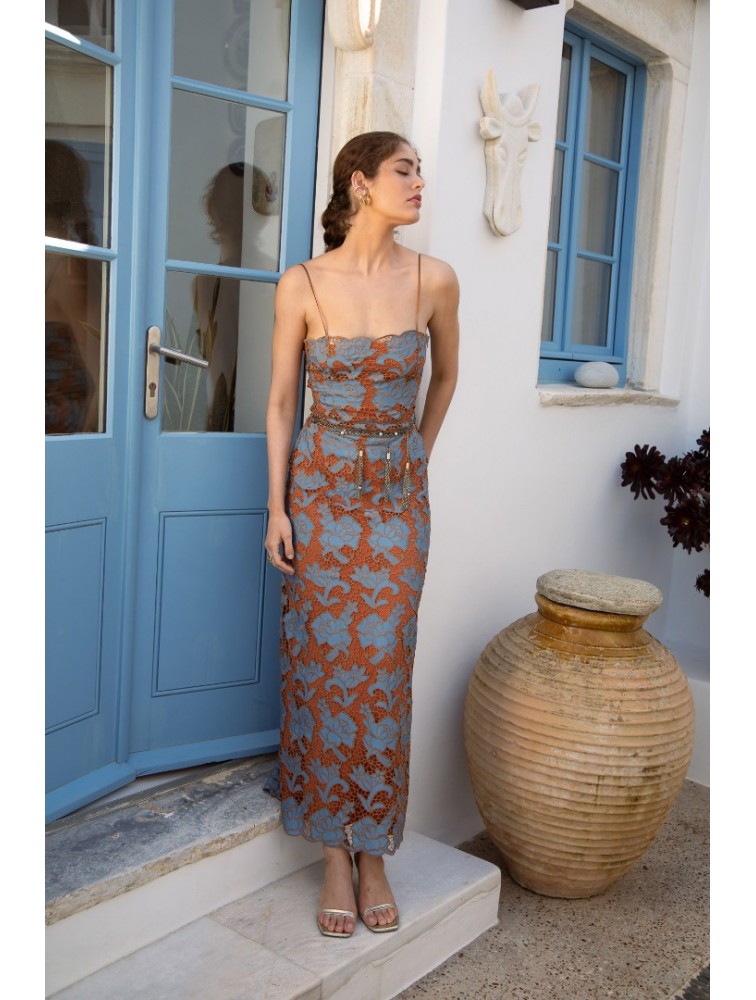 NIDODILEDA Moment Top Dress Floral Cut Out Overlay