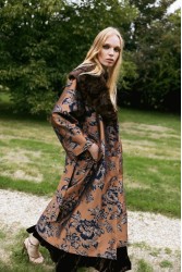 NIDODILEDA Morrison Overcoat Floral Jacquard Faux Fur Multi Φλοράλ Παλτό με Γούνα