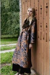 NIDODILEDA Morrison Overcoat Floral Jacquard Faux Fur Multi Φλοράλ Παλτό με Γούνα