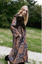 NIDODILEDA Morrison Overcoat Floral Jacquard Faux Fur Multi Φλοράλ Παλτό με Γούνα