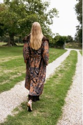 NIDODILEDA Morrison Overcoat Floral Jacquard Faux Fur Multi Φλοράλ Παλτό με Γούνα